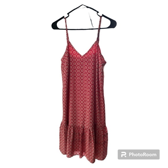 EUC J.Crew red medallion drop waist flouncy dress size 4 - Picture 3 of 7